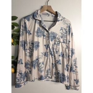 Unbranded Blue and White Long Sleve PJ Set Sz L